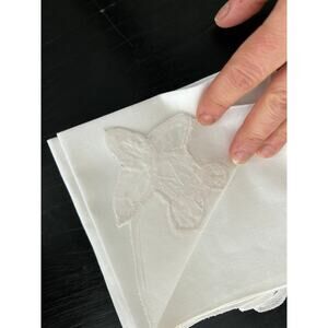 New vintage Set of 6 White Linen Battenberg Cocktail Appetizer Napkins